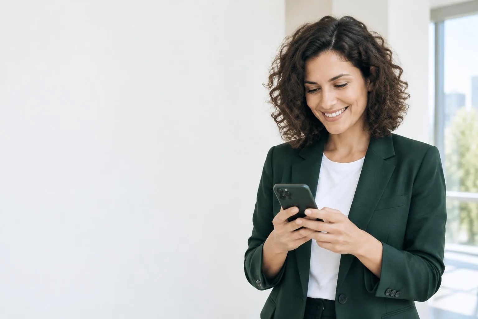Investor checking her phone
